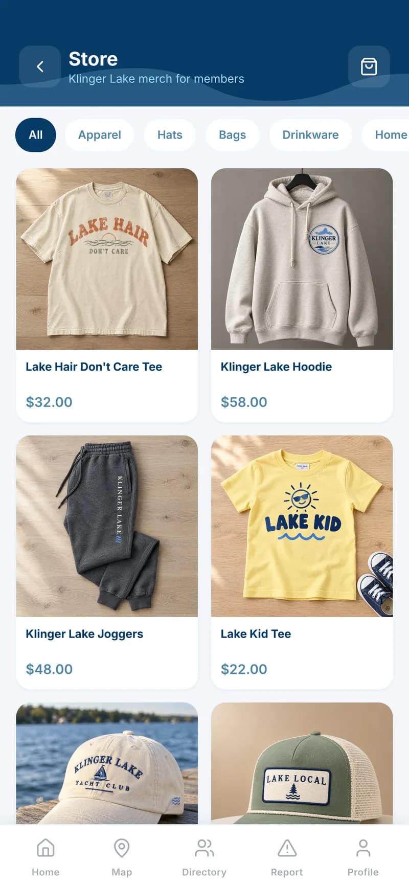 Lake Association Community App — Store screen